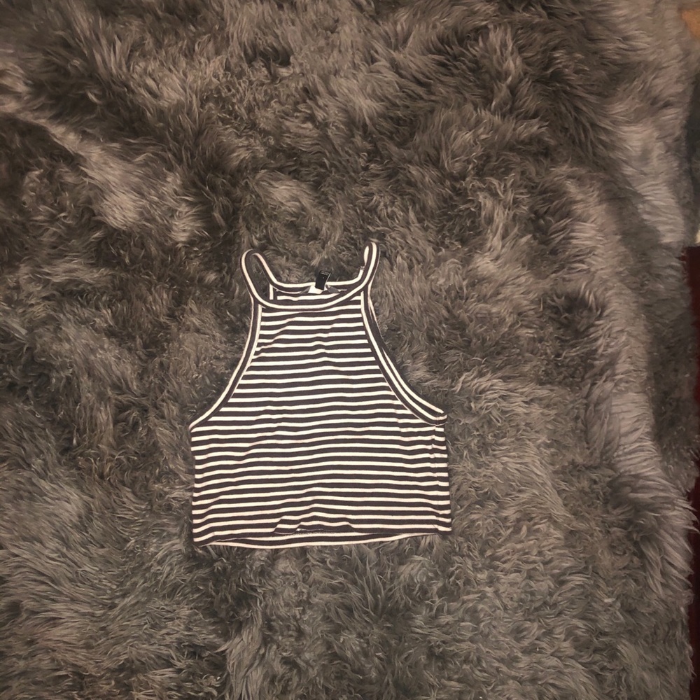 Gray and White Crop Top